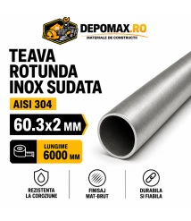 Teava rotunda inox sudata AISI 304, 60.3 x 2 mm, 6 metri Teava rotunda inox sudata AISI 304, 60.3 x 2 mm, 6 metri
